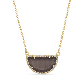 Half Circle Pave Stone Necklace