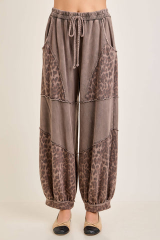 Mineral Washed Cheetah Leopard Balloon Lounge Pants