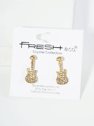 Pave Electric Guitar Stud Earrings