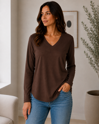 Spandex Long Sleeve V-Neck Tee