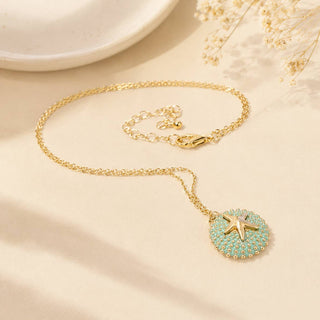 Starfish Circle Charm Pendant Necklace