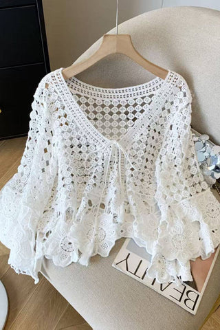 Crochet Open-Knit Blouse