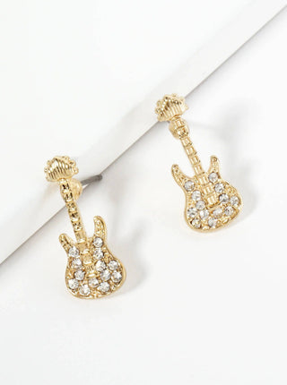 Pave Electric Guitar Stud Earrings