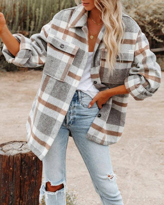 Oversized Plaid Shacket Flannel Jacket