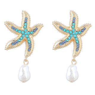 Starfish Earring w/ Dangle Pearl