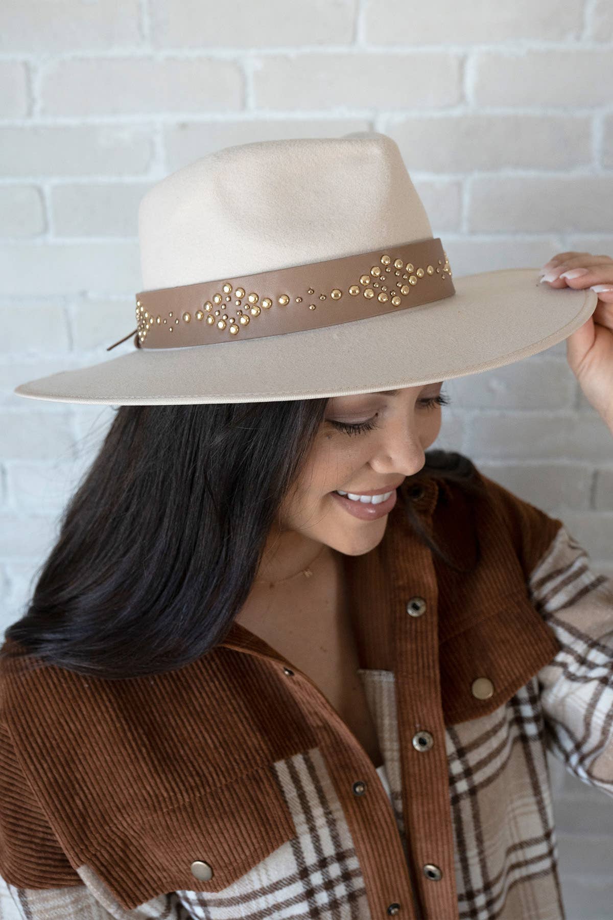 Glinda Grommet Trim Wide Brim Fedora