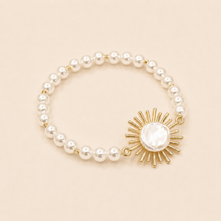 Sunshine Pearl Bracelet with Sun Burst Charm