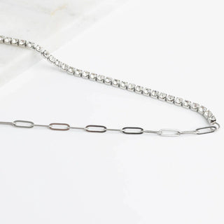 Paperclip Tennis Chain Split Necklace