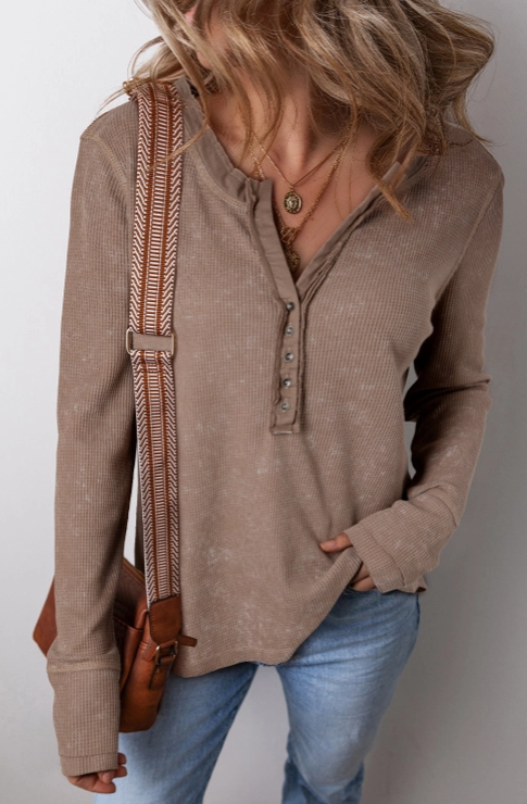 Long Sleeve Henley Top