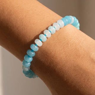 Semi Precious Stone Rondelle Stretch Bracelet