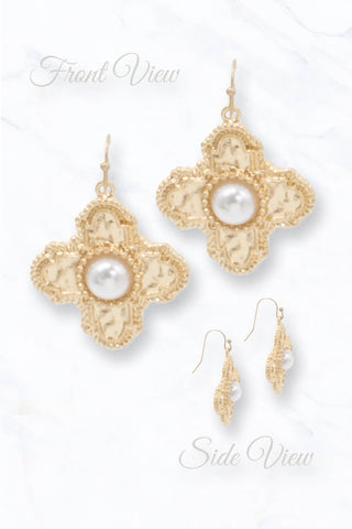 Filigree Earrings with Pearl Center