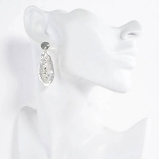 Hammered Drop Sprinkle Crystal Earrings