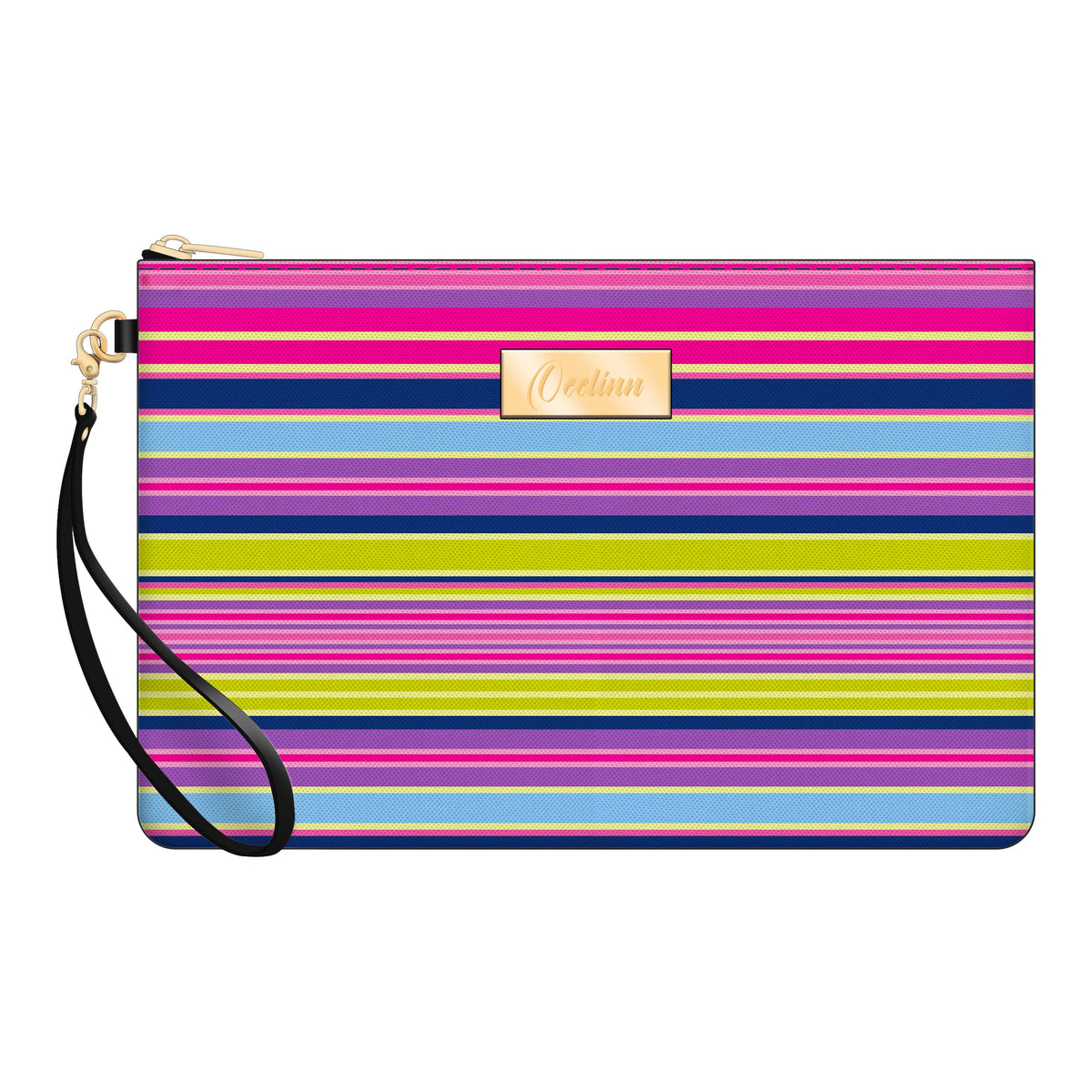Vibrant Colorful Stripe World Zip Pouch Wristlet