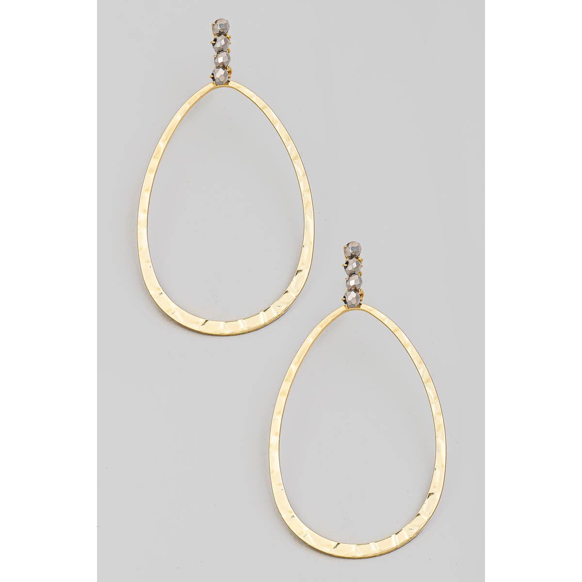 Hammered Oval Drop Earrings