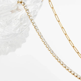 Paperclip Tennis Chain Split Necklace