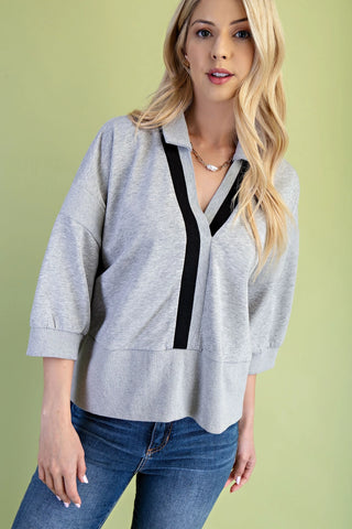 Collared Sweatshirt with Stripe