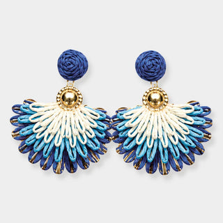 Raffia Fan Charm Dangle Earrings