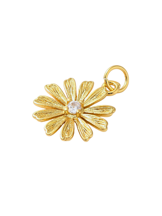 Gold Flower w/ Rhinestone Center Charm