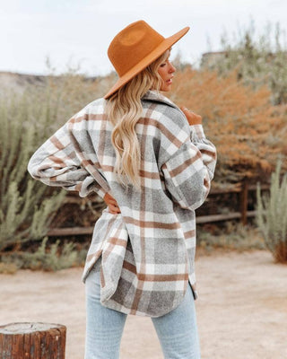 Oversized Plaid Shacket Flannel Jacket