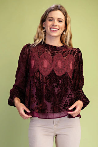 Sheer Velvet Burnout Top