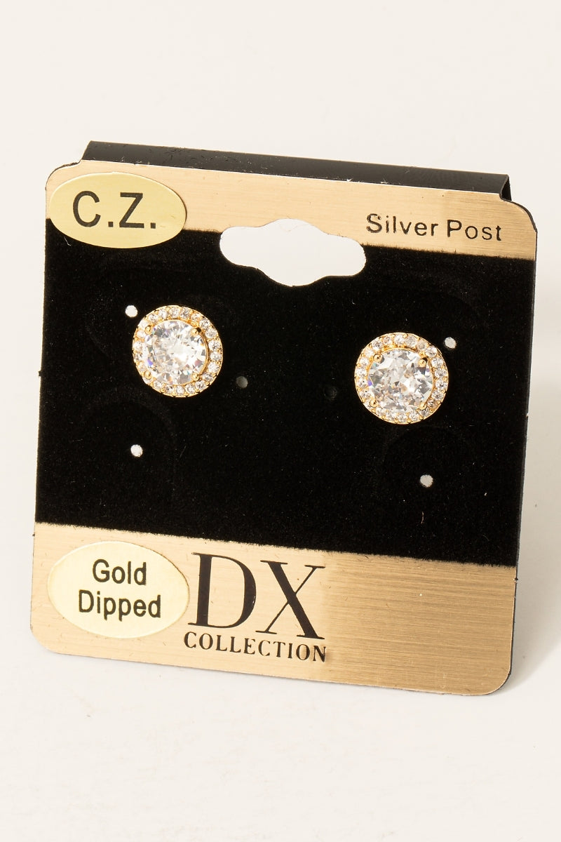 Gold Halo Stud Earrings