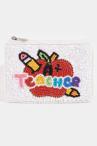 Teacher Seed Beaded Coin Purse