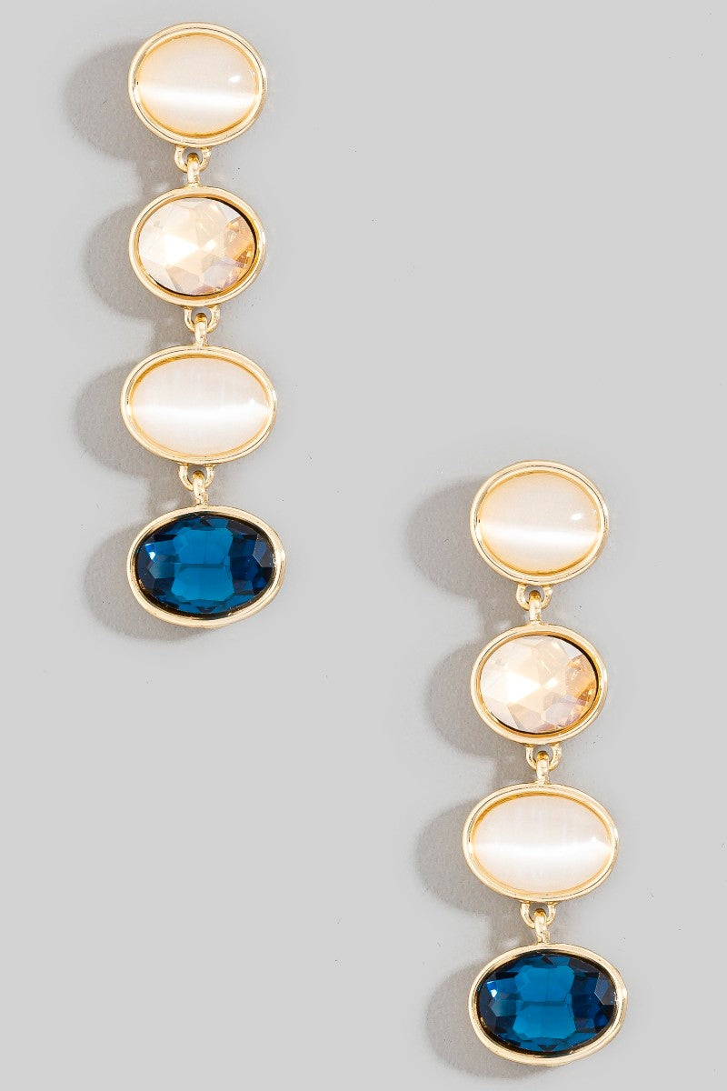 Tiered Oval Crystal Drop Earrings