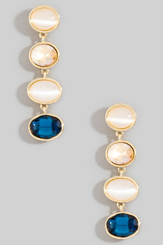 Tiered Oval Crystal Drop Earrings