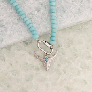 Turquoise Chunky Bead Carabiner Necklace