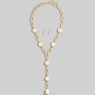 Dome Station Studs Oval Chain Necklace
