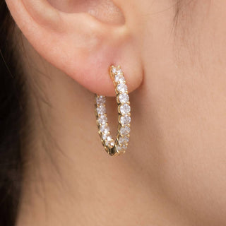 Prong Set Round Cz Huggie Hoop Earrings