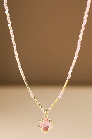 Beaded Clover Charm Necklace