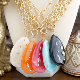 Acrylic Teardrop Charm Necklace