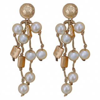 Coastal Beaded Pearl Earrings