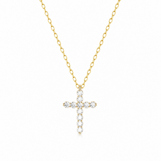Faceted Crystal Cross Necklace
