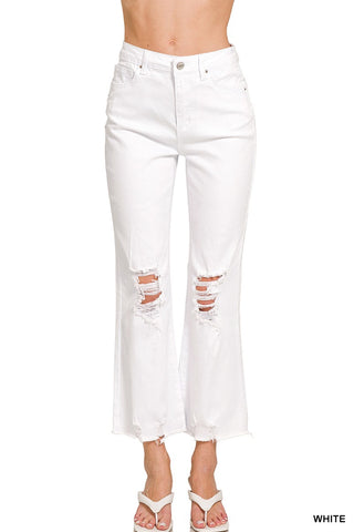 HW Distressed Straight Pants