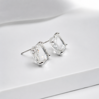 Cushion Cut Crystal Stud Earrings