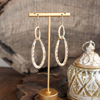 Hammered Oval Link Drop Earrings
