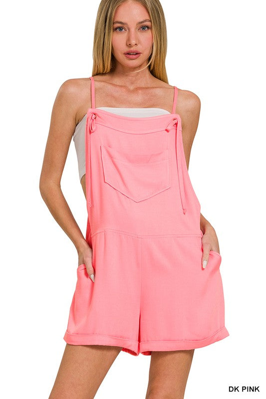 Woven Romper with Tie Knot Straps