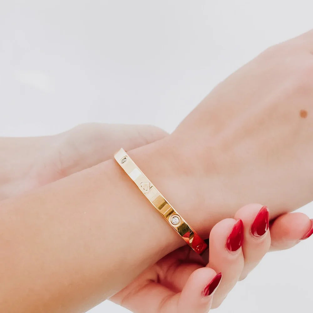 Halo Heart Bangle Bracelet