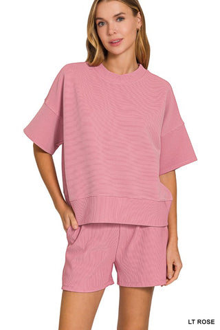 Ribbed Banded Tee & Short Set