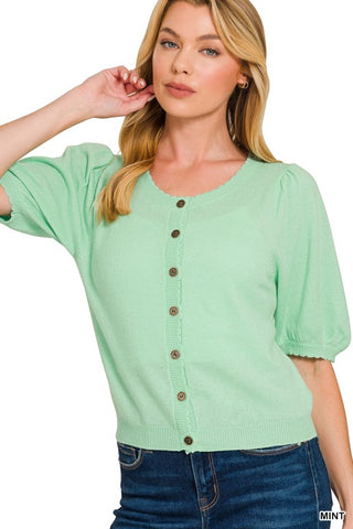 Puff Sleeve Cardigan Sweater