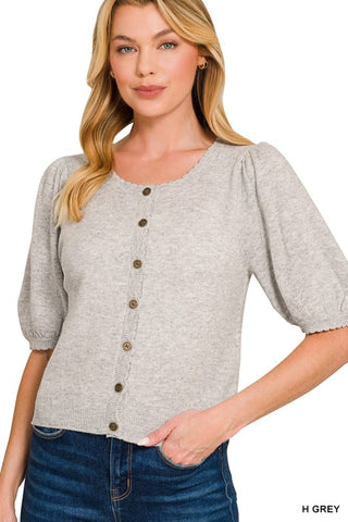 Puff Sleeve Cardigan Sweater