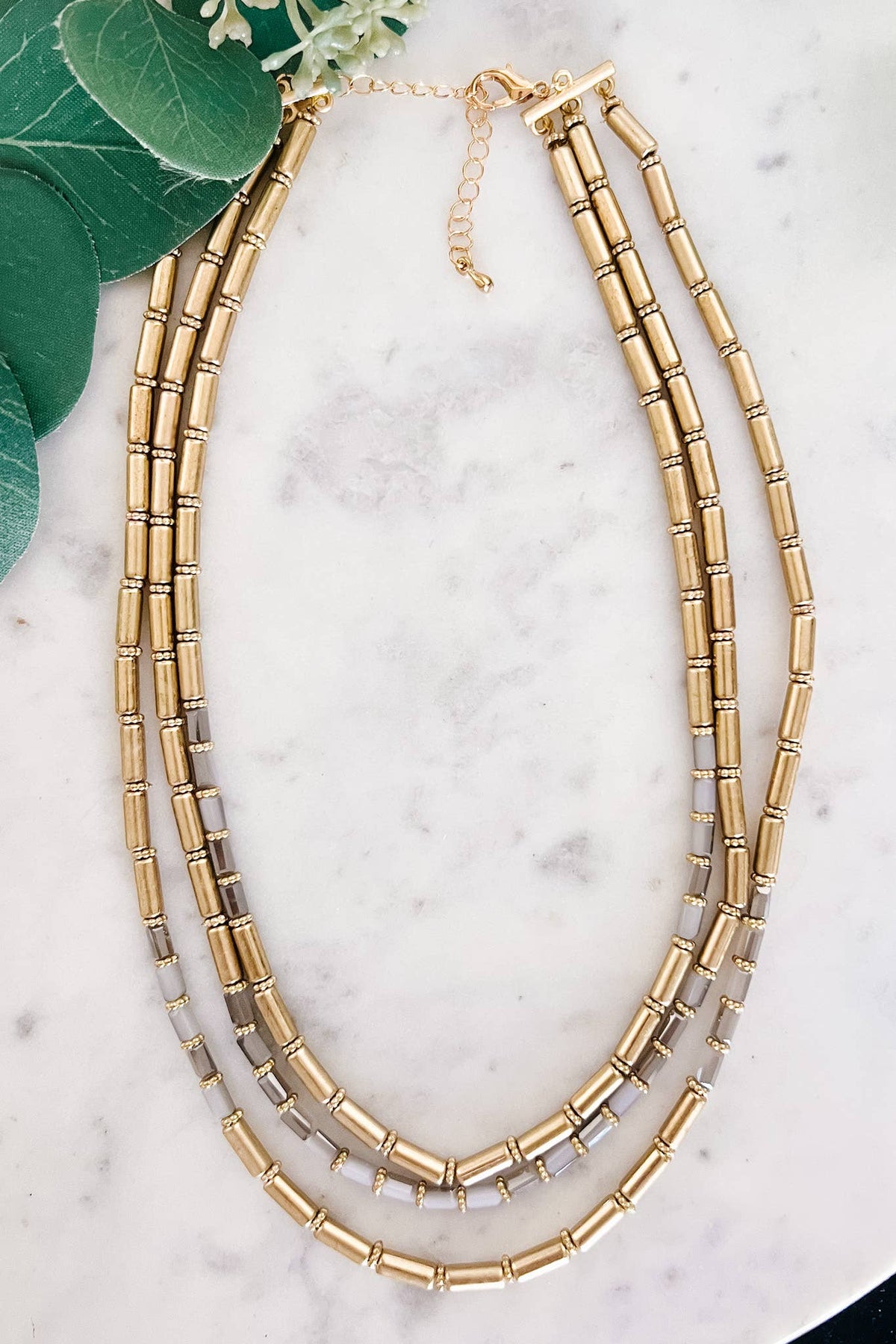 Gold & Glass Bead Neckalce