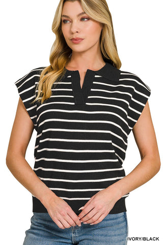 Striped Collared Sweater Vest