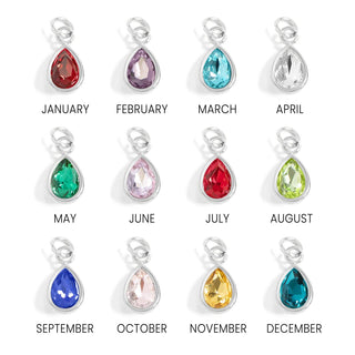 SS Teardrop Birthstone Charm