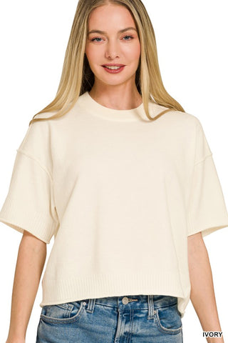 Exposed Seam Crop Sweater Top