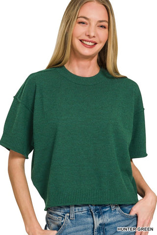 Exposed Seam Crop Sweater Top