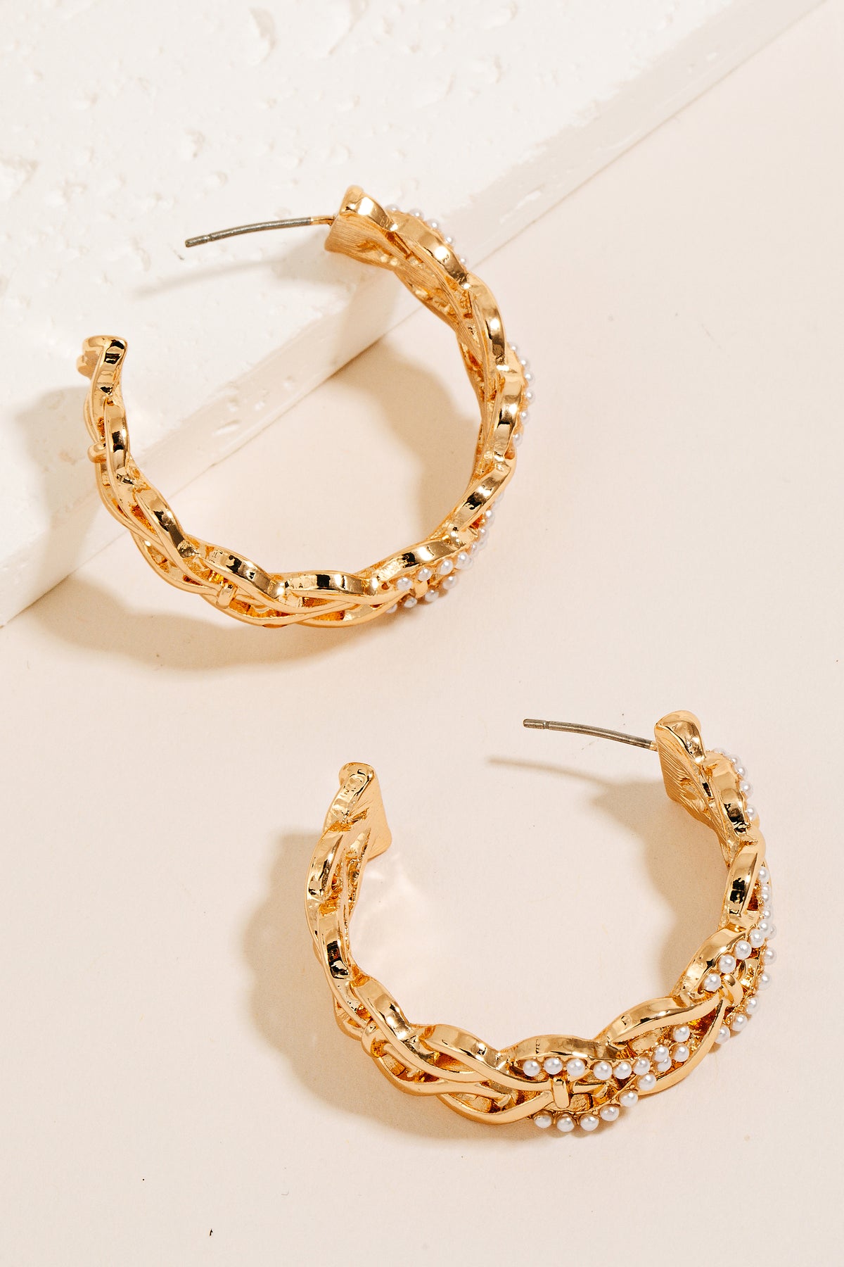 Pearl Studded Woven Hoops