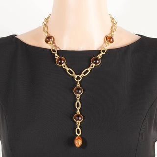 Dome Station Studs Oval Chain Necklace Set